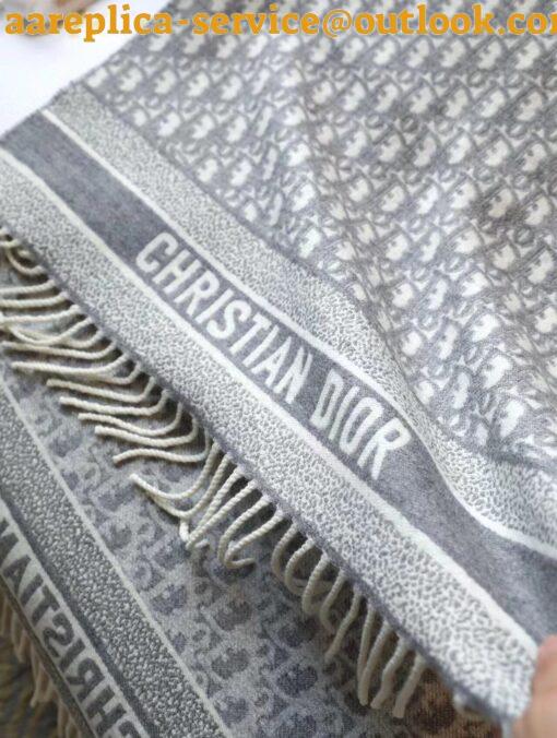 Replica Dior Oblique Scarf In Grey Cashmere 5