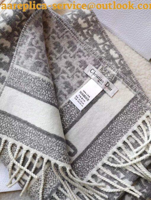 Replica Dior Oblique Scarf In Grey Cashmere 6