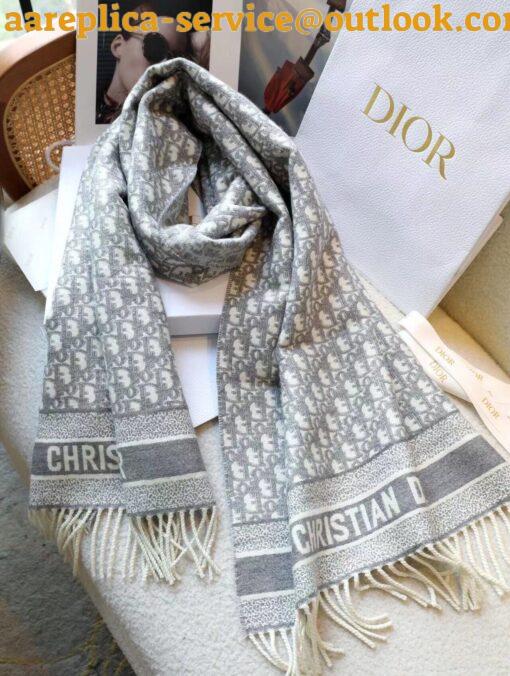 Replica Dior Oblique Scarf In Grey Cashmere 9