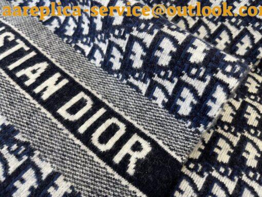 Replica Dior Oblique Scarf In Navy Blue Technical Cashmere 3