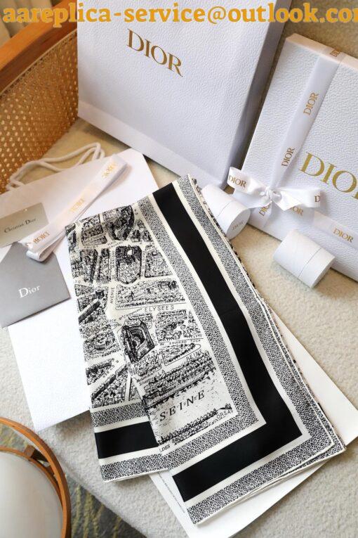 Replica Dior Plan de Paris 90 Square Scarf in White Silk Twill 8