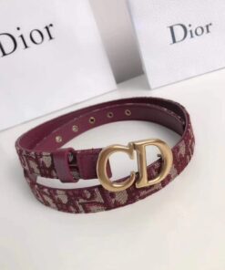 Replica Dior Saddle 20MM Belt In Bordeaux Dior Oblique Jacquard