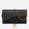 Replica Dior Saddle Chain Wallet In Blue Oblique Jacquard 12