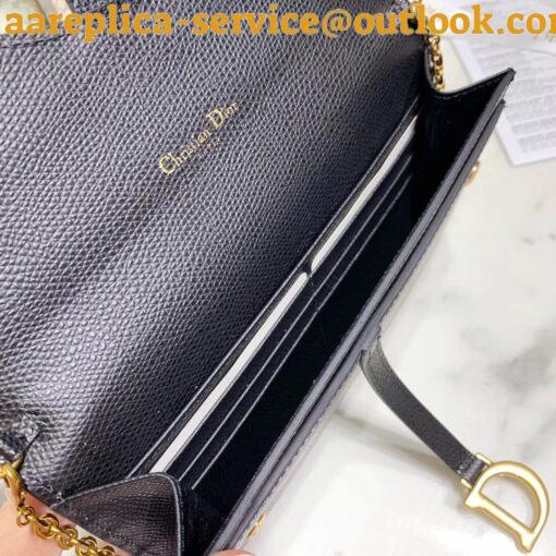 Replica Dior Saddle Chain Wallet In Black Grained Calfskin 8