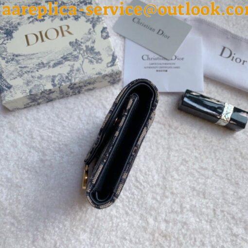 Replica Dior Saddle Lotus Wallet In Blue Oblique Jacquard 4