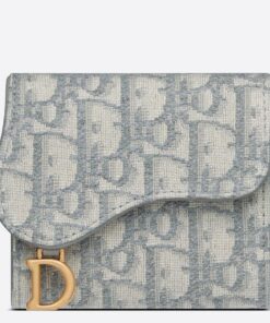 Replica Dior Saddle Lotus Wallet In Grey Oblique Jacquard