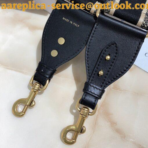 Replica Dior Shoulder Strap with Ring in Black Embroidery Canvas 14