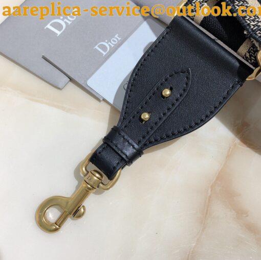 Replica Dior Shoulder Strap with Ring in Black Embroidery Canvas 10