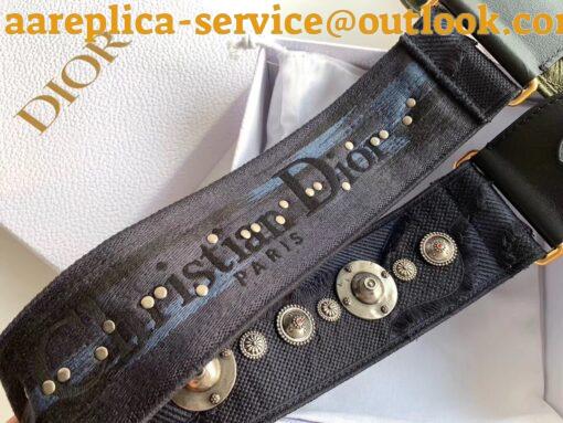 Replica Dior Shoulder Strap in Blue Camouflage Embroidery with Medallions