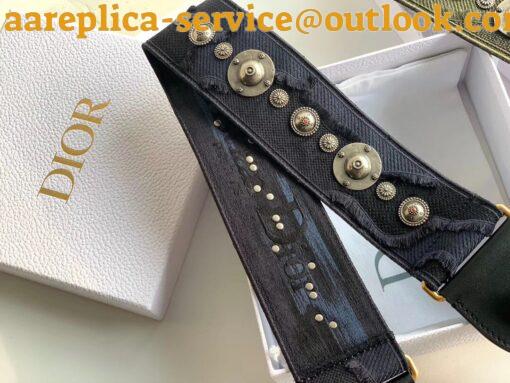 Replica Dior Shoulder Strap in Blue Camouflage Embroidery with Medallions 6