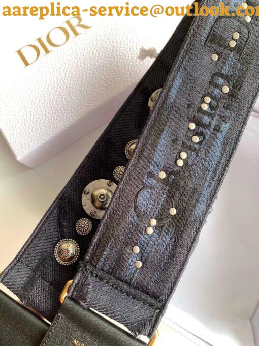 Replica Dior Shoulder Strap in Blue Camouflage Embroidery with Medallions 9