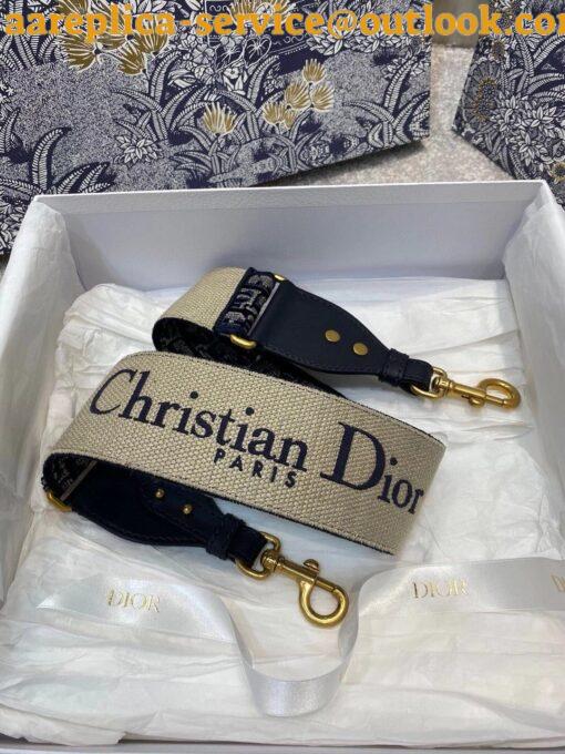 Replica Dior Shoulder Strap in Blue Dior Oblique Embroidered Velvet 4