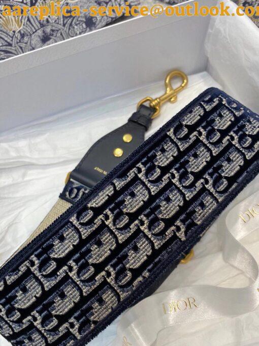 Replica Dior Shoulder Strap in Blue Dior Oblique Embroidered Velvet 7