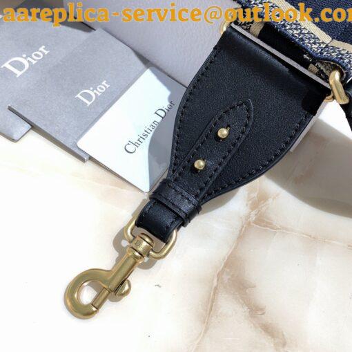 Replica Dior Shoulder Strap with Ring in Blue Embroidery Canvas 10