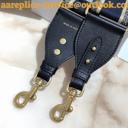 Replica Dior Shoulder Strap with Ring in Blue Embroidery Canvas 13