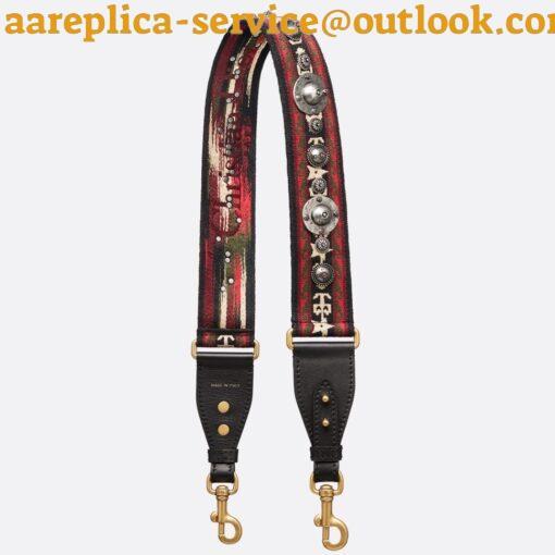 Replica Dior Shoulder Strap in Bohemian-inspired Canvas with Medallions