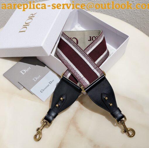 Replica Dior Shoulder Strap in Bordeaux Embroidery Canvas 6