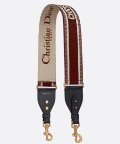 Replica Dior Shoulder Strap in Bordeaux Embroidery Canvas