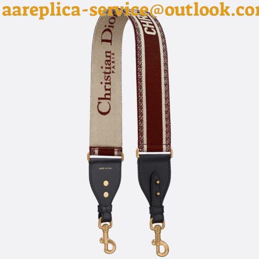 Replica Dior Shoulder Strap in Bordeaux Embroidery Canvas