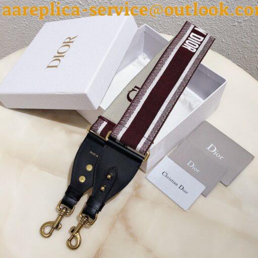 Replica Dior Shoulder Strap in Bordeaux Embroidery Canvas 3