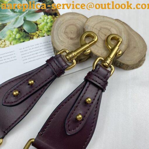 Replica Dior Shoulder Strap in Bordeaux Oblique Embroidery with Medallions 4