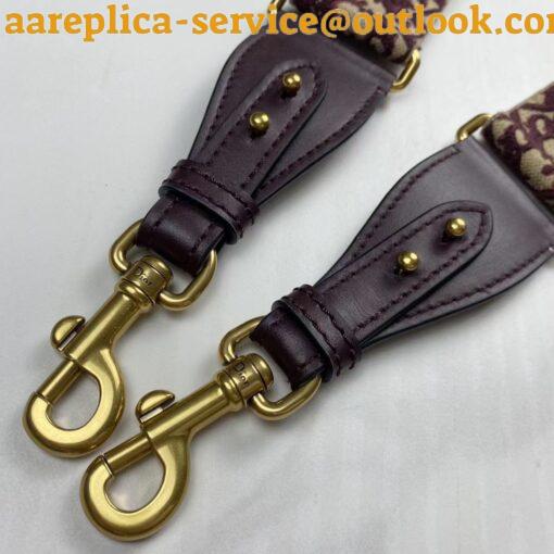 Replica Dior Shoulder Strap in Bordeaux Oblique Embroidery with Medallions 10