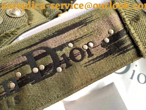 Replica Dior Shoulder Strap in Green Camouflage Embroidery with Medallions 9