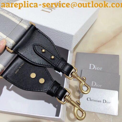 Replica Dior Adjustable Shoulder Strap in Grey Embroidery Canvas 6