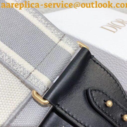 Replica Dior Adjustable Shoulder Strap in Grey Embroidery Canvas 7