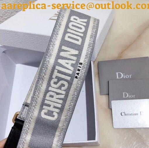 Replica Dior Adjustable Shoulder Strap in Grey Embroidery Canvas 5