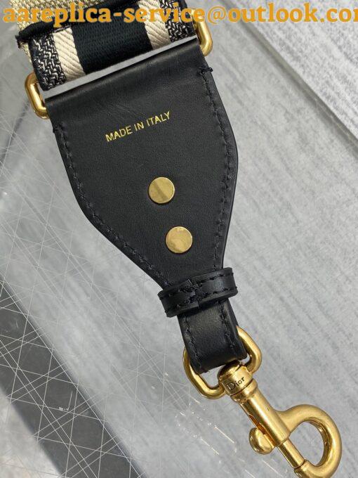 Replica Dior Shoulder Strap with Ring in Black Embroidery Canvas 20