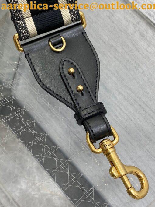 Replica Dior Shoulder Strap with Ring in Black Embroidery Canvas 21