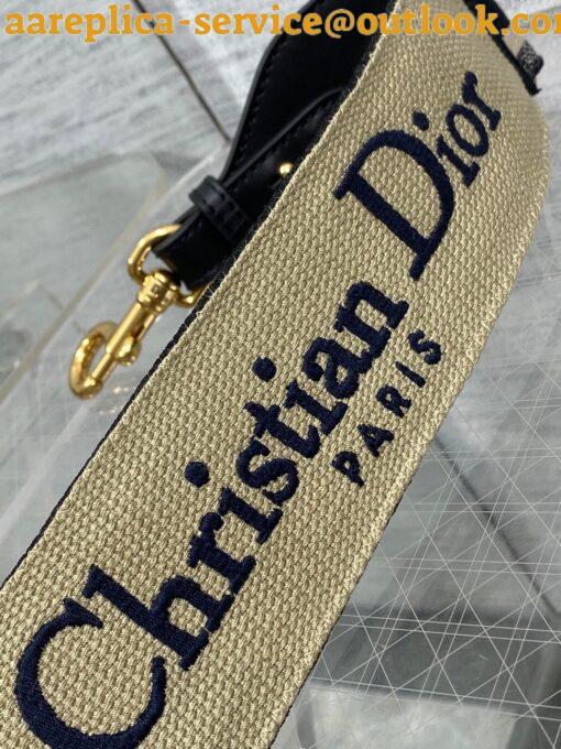 Replica Dior Shoulder Strap with Ring in Black Embroidery Canvas 22