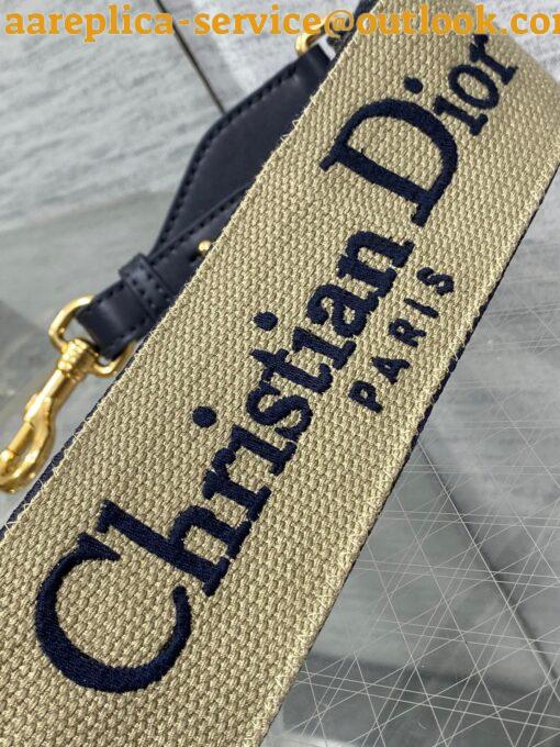 Replica Dior Shoulder Strap with Ring in Blue Embroidery Canvas 19