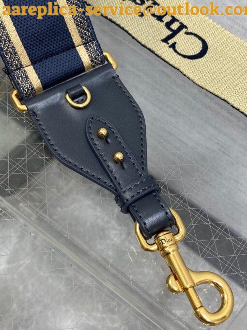 Replica Dior Shoulder Strap with Ring in Blue Embroidery Canvas 20