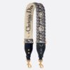 Replica Dior Adjustable Shoulder Strap with Ring in Black Embroidery Canvas 2