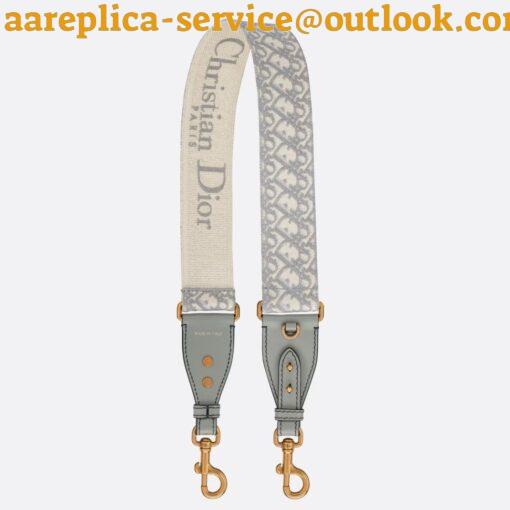 Replica Dior Shoulder Strap with Ring in Gray Oblique Embroidery