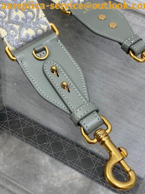 Replica Dior Shoulder Strap with Ring in Gray Oblique Embroidery 4