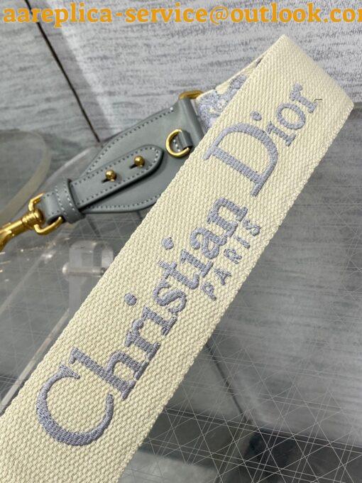 Replica Dior Shoulder Strap with Ring in Gray Oblique Embroidery 5