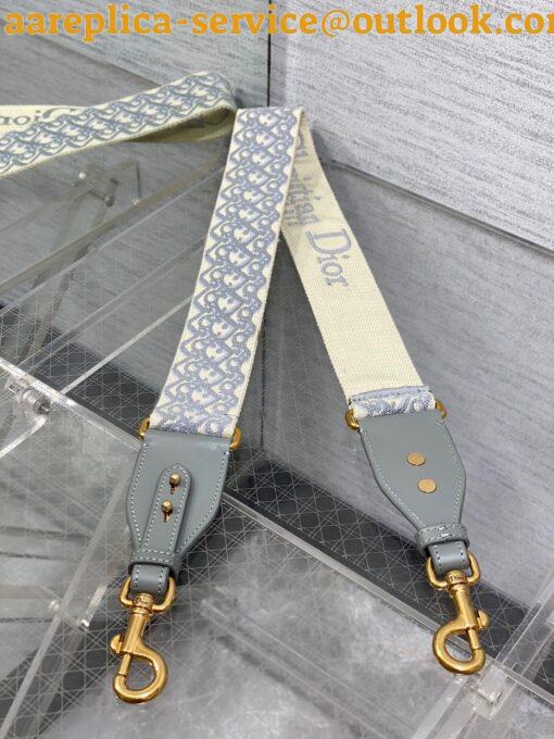 Replica Dior Shoulder Strap with Ring in Gray Oblique Embroidery 6