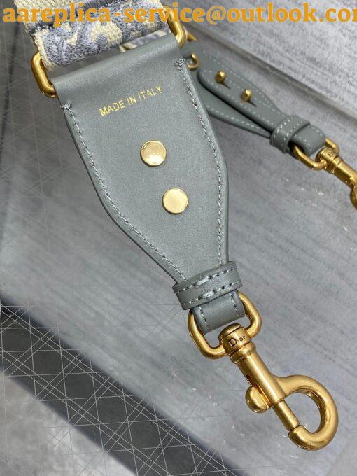 Replica Dior Shoulder Strap with Ring in Gray Oblique Embroidery 7