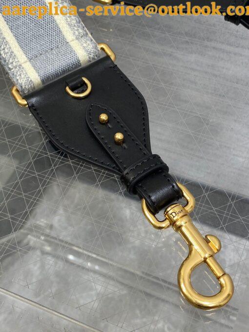 Replica Dior Shoulder Strap with Ring in Grey Embroidery Canvas 5