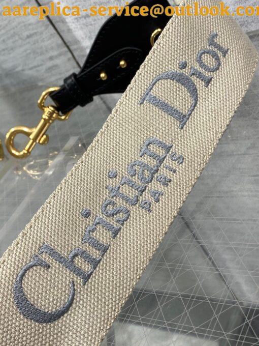 Replica Dior Shoulder Strap with Ring in Grey Embroidery Canvas 7