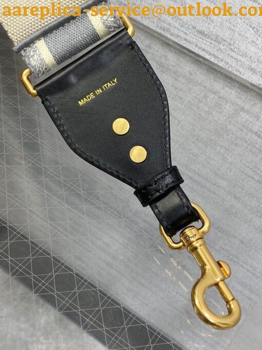 Replica Dior Shoulder Strap with Ring in Grey Embroidery Canvas 8