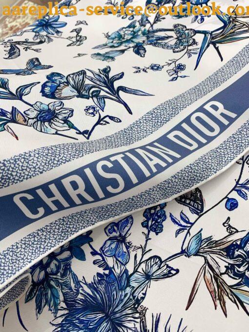 Replica Dior Toile de Jouy Mexico 90 Square Scarf in Blue and White Silk 3