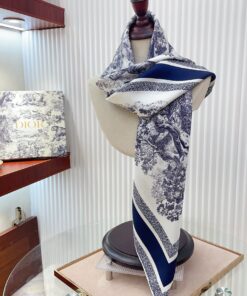 Replica Dior Toile de Jouy Sauvage 90 Square Scarf in Blue Silk Twill