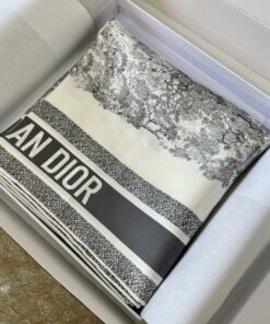 Replica Dior Toile de Jouy Sauvage 90 Square Scarf in Grey Silk Twill