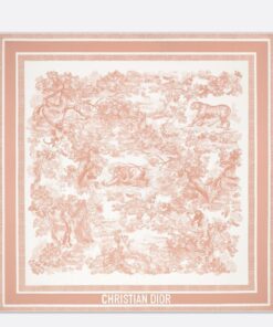 Replica Dior Toile de Jouy Sauvage 90 Square Scarf in Pink Silk Twill