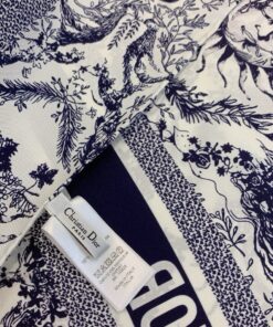 Replica Dior Toile de Jouy Soleil 90 Square Scarf in Blue and White Silk