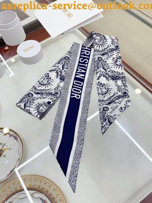 Replica Dior Toile de Jouy Soleil Mitzah Scarf in Blue Silk Twill 6